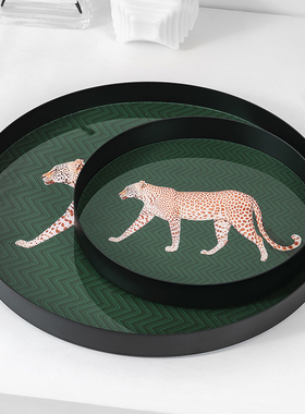 LIXADA亚克力豹子托盘收纳盘酒店美容院装饰托盘玄关首饰摆盘摆件