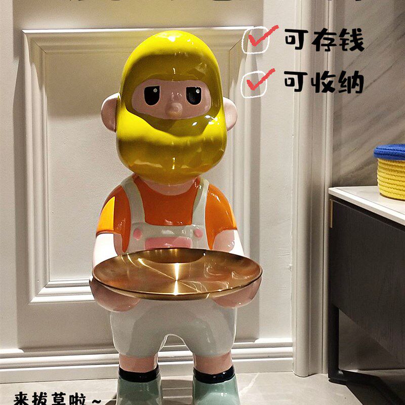 创意BOB男友落地大摆件托盘收纳卡通存钱罐客厅电视柜软装乔迁,家居饰品,落地摆件,淘宝优惠券,粉丝福利购,淘宝优惠卷