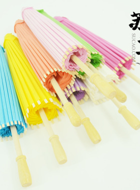 手工绘画油伞手绘小号白纸伞diy迷你儿童空白油纸伞雨伞白色