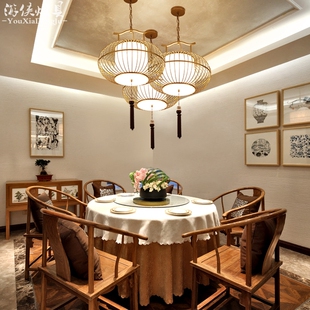 新中式灯具创意个性禅意铁艺餐厅吧台楼梯阳台走廊茶室鸟笼小吊灯