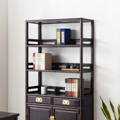 赞比亚血檀书架新中式 书橱书房非洲小叶紫檀书柜实木置物架储物架