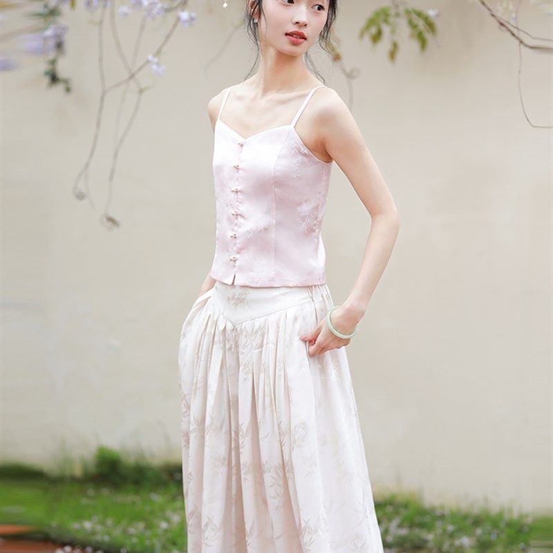 枕梦村庄  满庭芳  新中式国风汉服轻薄外衫吊带高腰裙裤三件套新,女装/女士精品,时尚套装,淘宝优惠券,粉丝福利购,淘宝优惠卷