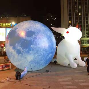 充气宇航员气模卡通人发光月球星球航天美陈太空人主题梦幻灯光节