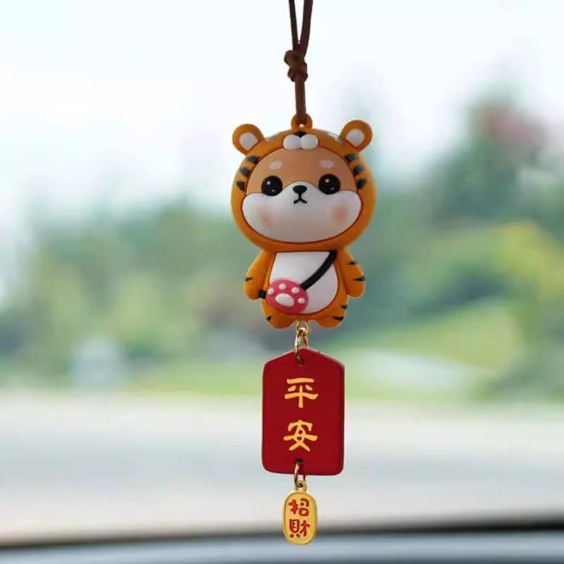 2025新款网红汽车后视镜挂件男女车载平安符高档十二生肖车内吊坠