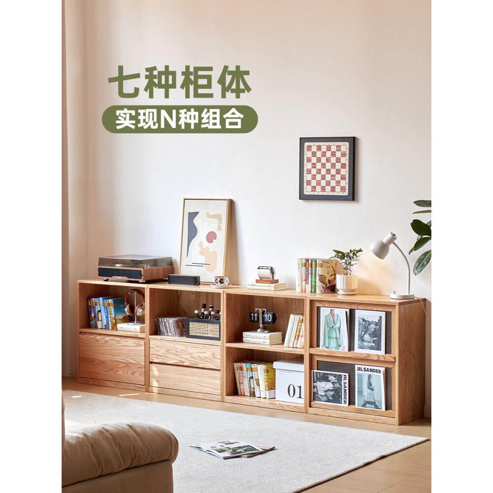 实木书柜,落地式储物柜,无橡木组合柜,家庭客厅,电视柜,显示