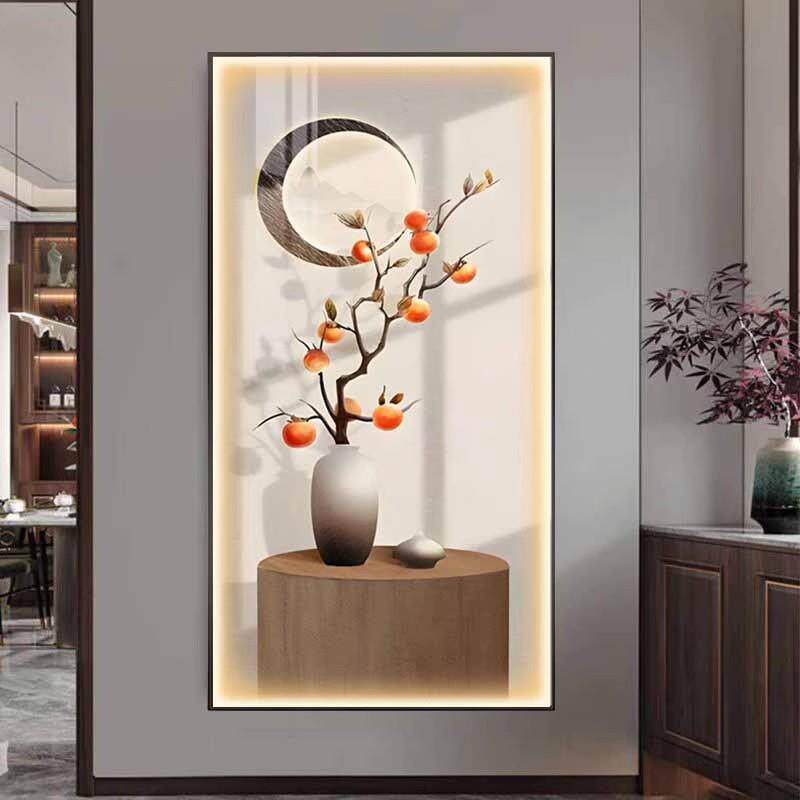 led带灯入户玄关画感应灯画高端入户正对门茶室挂画轻奢发光灯画