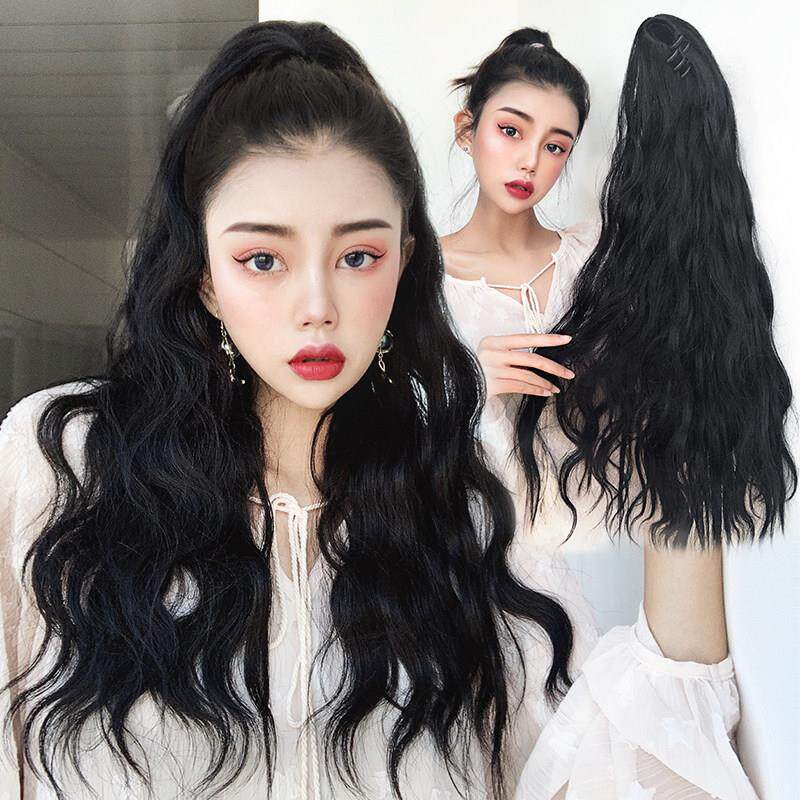 假发女长发高马尾卷发抓夹网红自然彷真发轻薄绑带式可扎马尾辫子