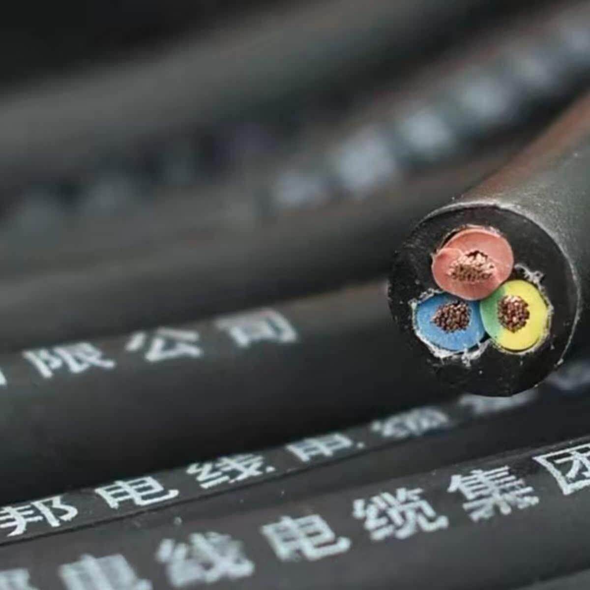 兰州众邦电线黑色橡套橡胶铜软电缆2/3/4/5芯1.5/2.5/4/6平方国标