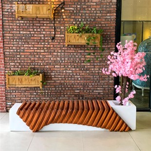 玻璃钢休闲排骨花盆座椅室内外广场商场公园美陈休息造型长条坐凳