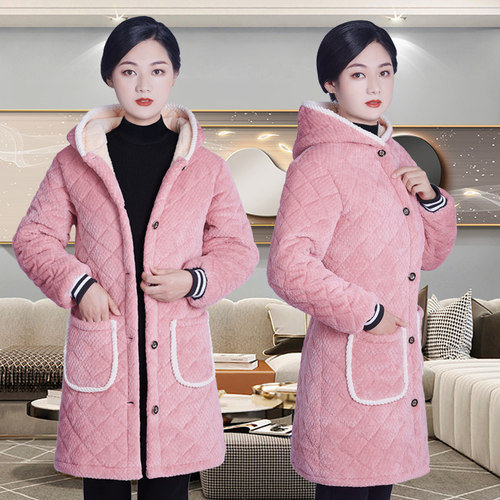 款棉罩衣女冬季外穿加绒加厚保暖时尚外穿女士围裙工作服耐脏
