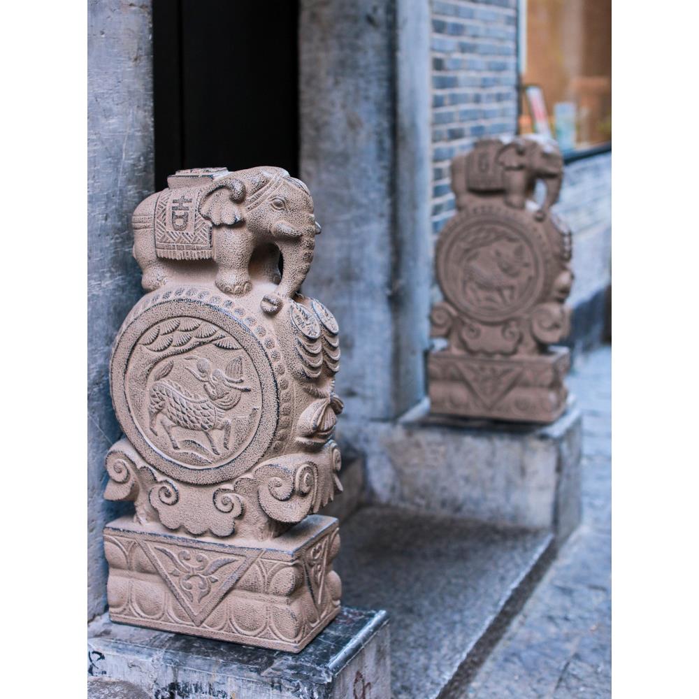 彷石雕石鼓门墩抱鼓石一对家用彷古庭院别墅装饰镇宅门口石墩摆件