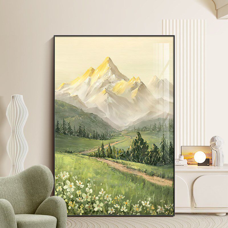 家有靠山聚财风景客厅山水画沙发背景画高级装饰画落地画玄关挂画