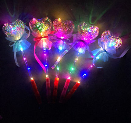 七彩led闪光儿童发光公主魔法棒爱心五角星气球透明波波球仙女棒