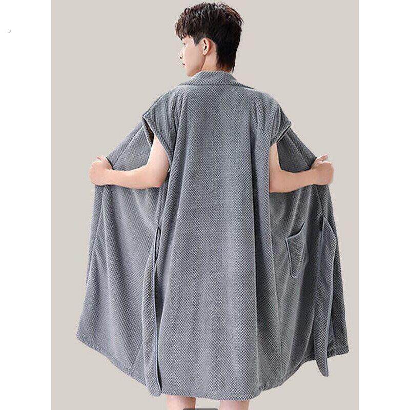 浴巾男款裹巾可穿式浴衣睡袍加大男士专用洗澡游泳青年浴袍2024夏