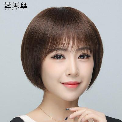 假发真发全真人发波波头假发女全头套短发假发中老年女妈妈假发套