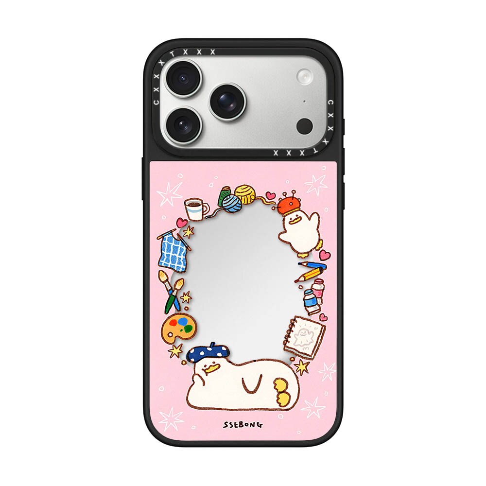 SSEBONG躺平鸭粉底适用于iPhone18promax创意17pro手机壳软萌卡通16pro/15/14/13/12镜面MagSafe磁吸防摔女