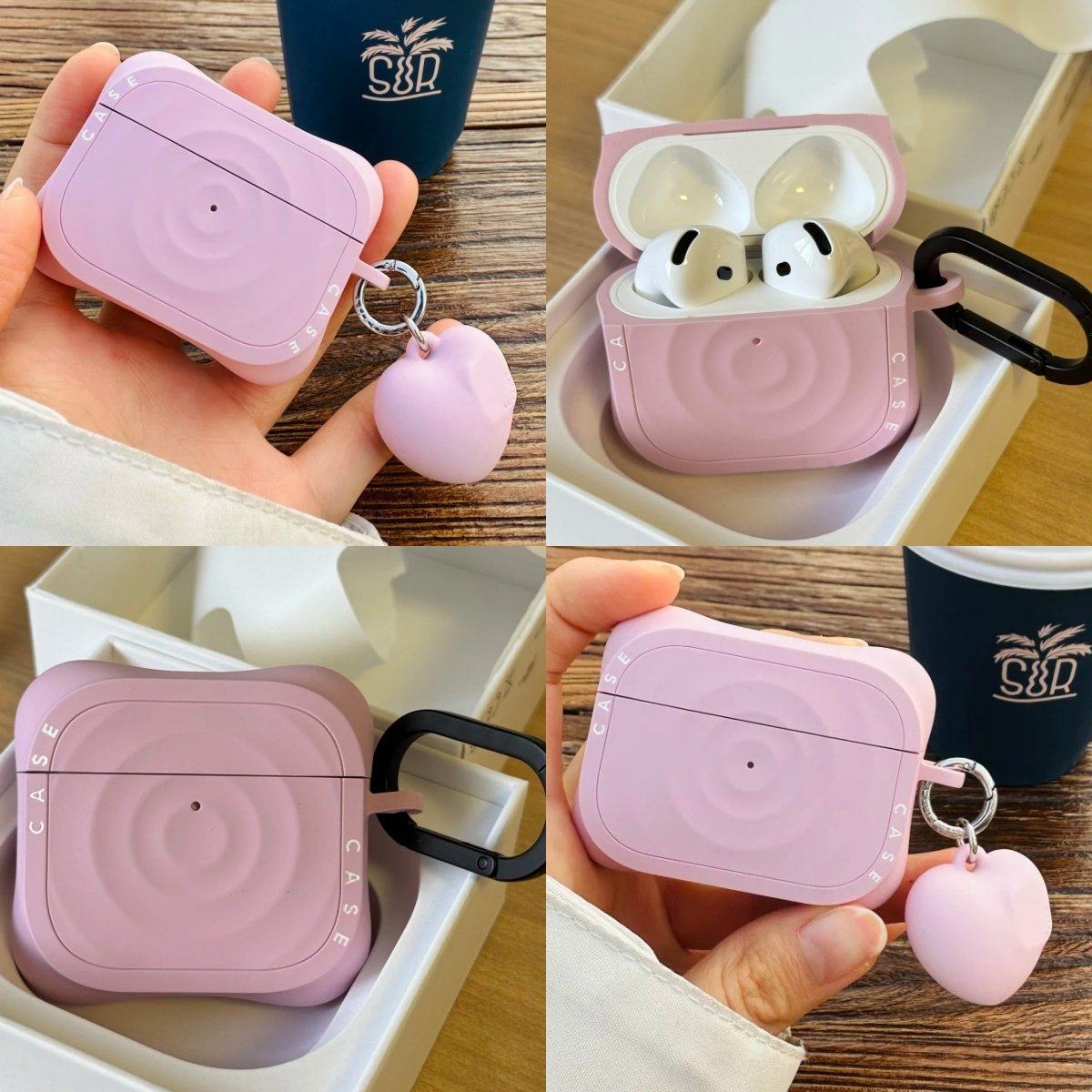 樱花粉简约液态硅胶耳机壳适用AirPods Pro2二代保护套AirPods3无线蓝牙苹果AirPods4防摔耳机套女
