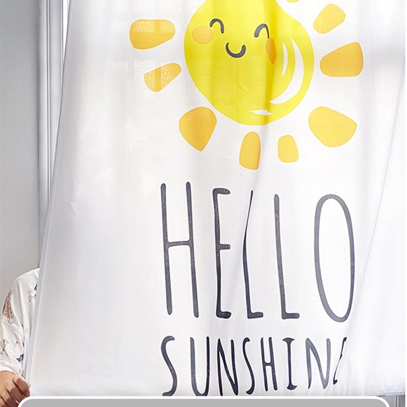 简易窗帘免打孔安装伸缩杆小窗户半遮光厨房遮阳防水防油阳台透气