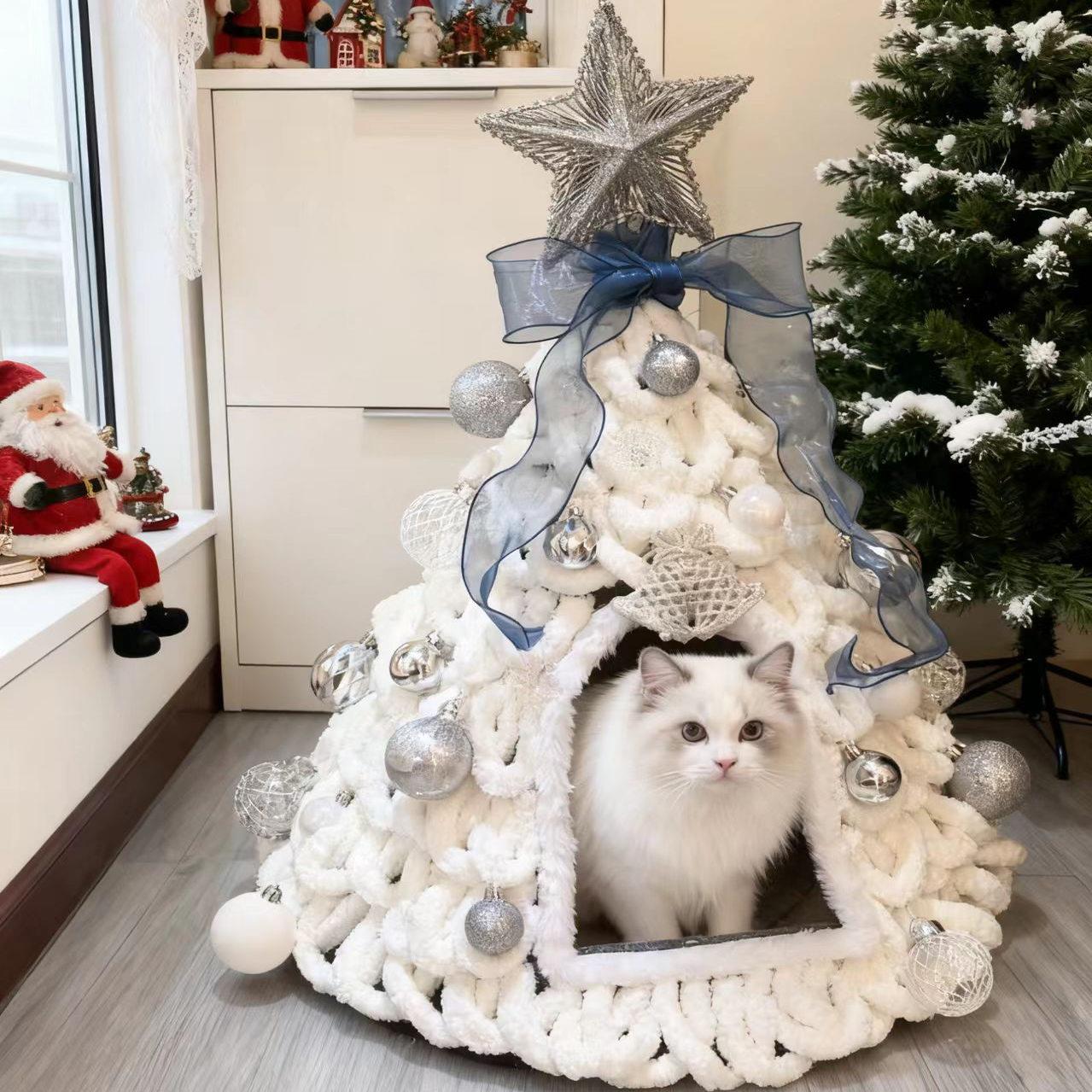 爱宠萌舍圣诞猫窝成品狗窝小猫冬季保暖DIY加厚毛毡半封闭宠物韩