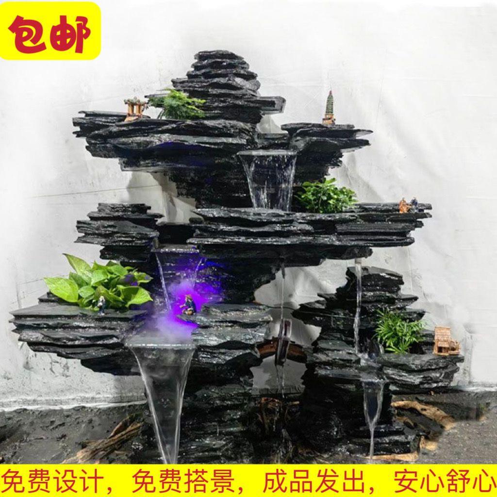 假山阳台喷泉庭院花园青龙石造景鱼缸鱼池水景观室内装饰摆件客厅