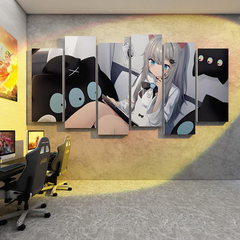 电竞房布置二次元海报挂画游戏房间墙面装饰背景墙贴画3d立体