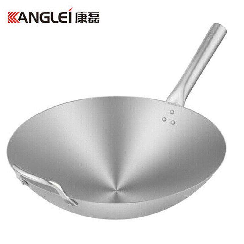 康磊不沾锅炒锅不锈钢炒锅家用圆底瓦斯炉适用厨师商用厨房锅具