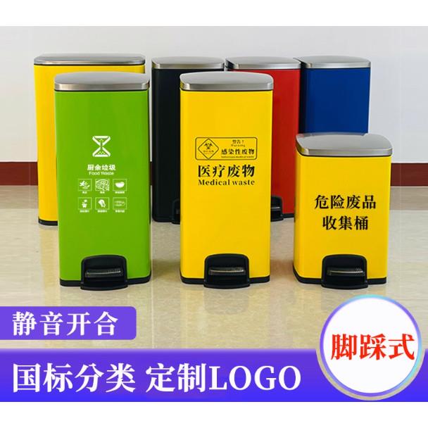 不锈钢脚踏式医疗垃圾桶黄色脚踩有盖医院诊所废物回收箱收纳桶