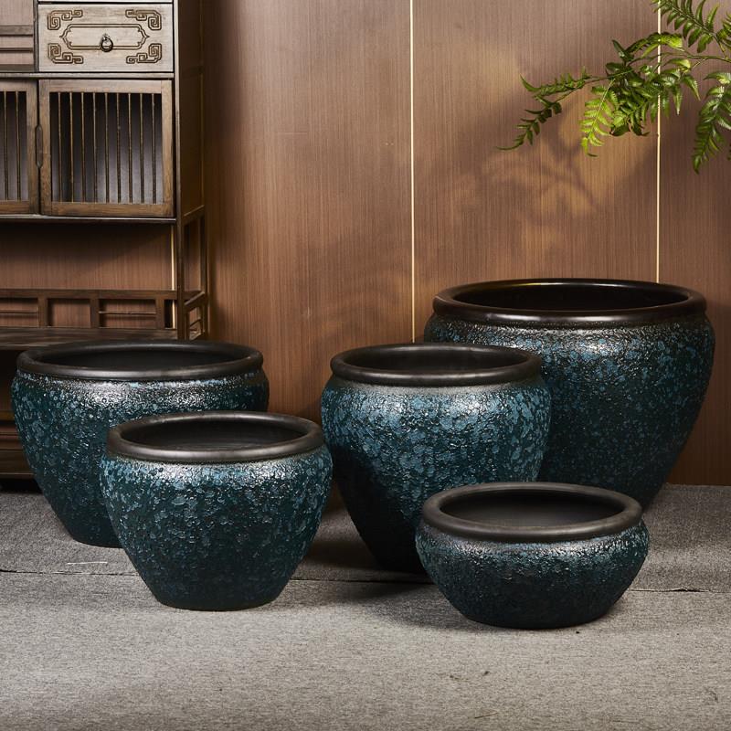 庭院大缸养睡莲碗莲荷花盆景德镇陶瓷金鱼缸水缸特大号彷古铜