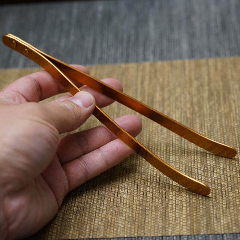 铜契纯铜茶夹洗杯夹功夫茶镊子铜夹茶道茶席茶具配件茶道手工制