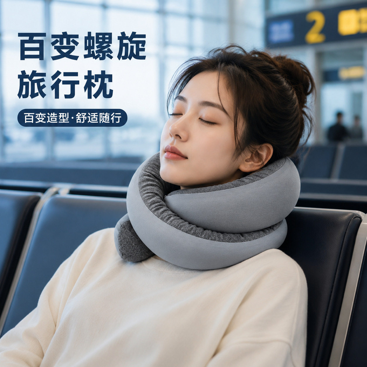 百变螺旋旅行护颈枕睡觉神器