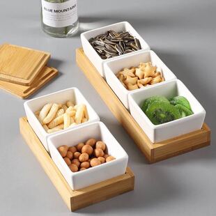 创意零食盒子收纳干果坚果盘分格水果盘点心盘客厅家用糖果瓜子盘