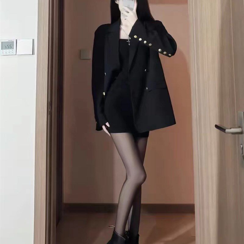 初秋穿搭一整套盐系轻熟御姐风气质西装外套吊带连衣裙两件套装女