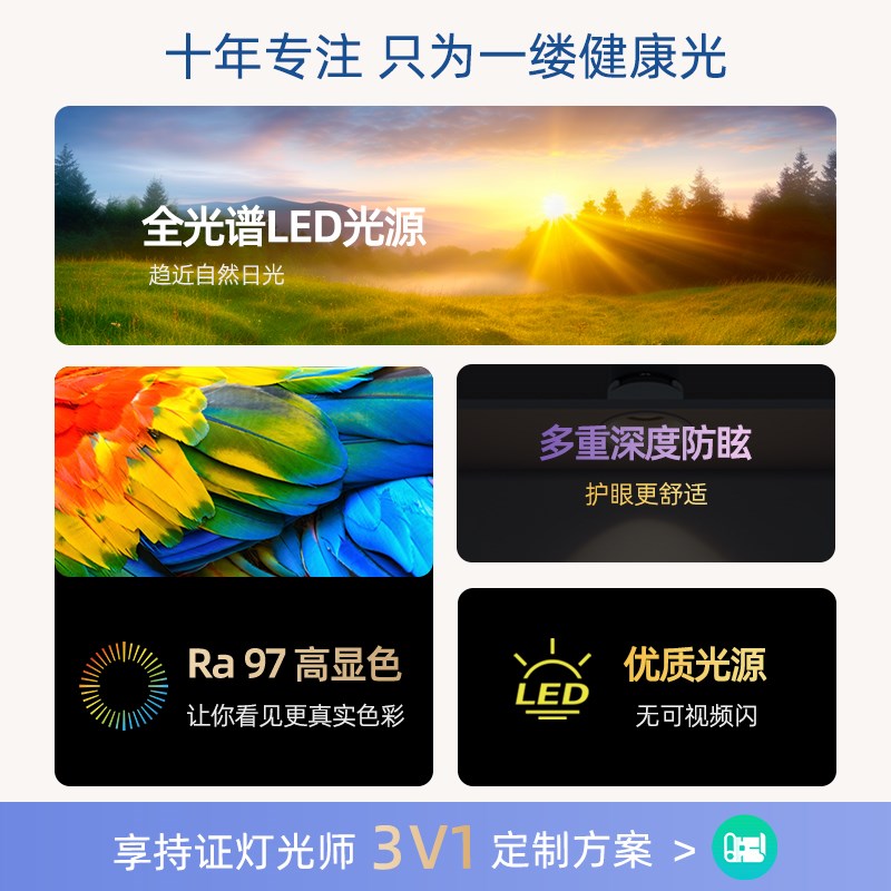 初识灯饰 防眩射灯嵌入式全光谱背景墙薄款矮吊顶客厅洗墙无主灯