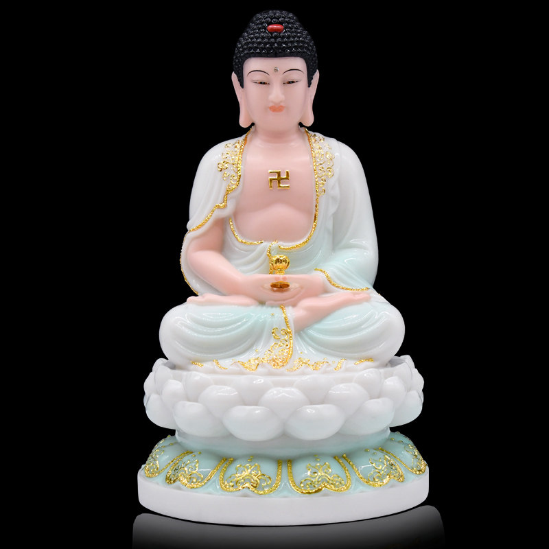 娑婆三圣神像释迦摩尼佛地藏王菩萨观音大士家用玉石合成桌面摆件