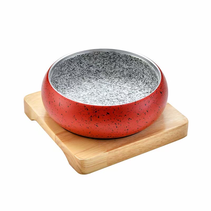 石锅鼓型钵石锅饭拌饭石碗 韩式石碗石锅拌饭专用锅 抗裂石锅商用