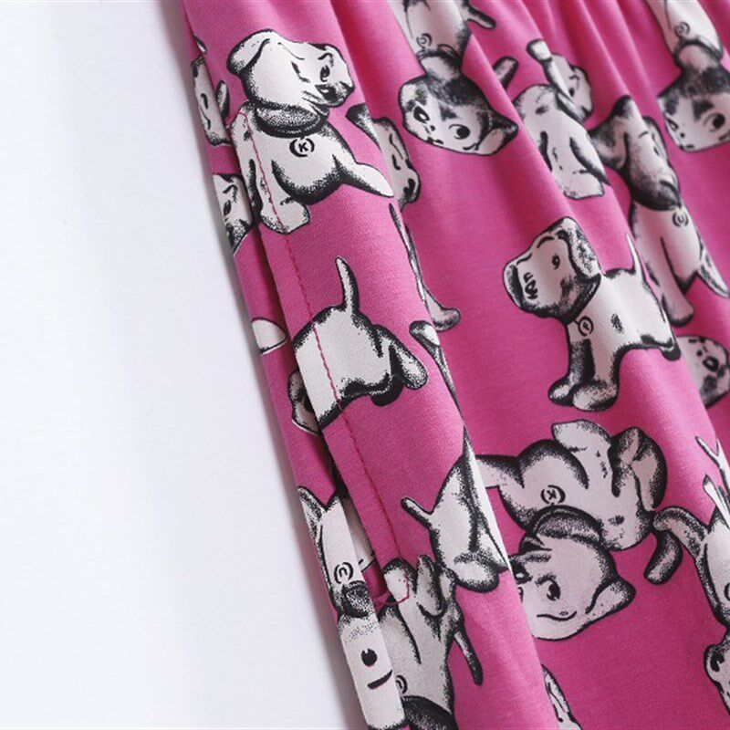 200斤夏纯棉短袖长裤大码卡通薄款睡衣女胖MM宽松小狗居家服套装