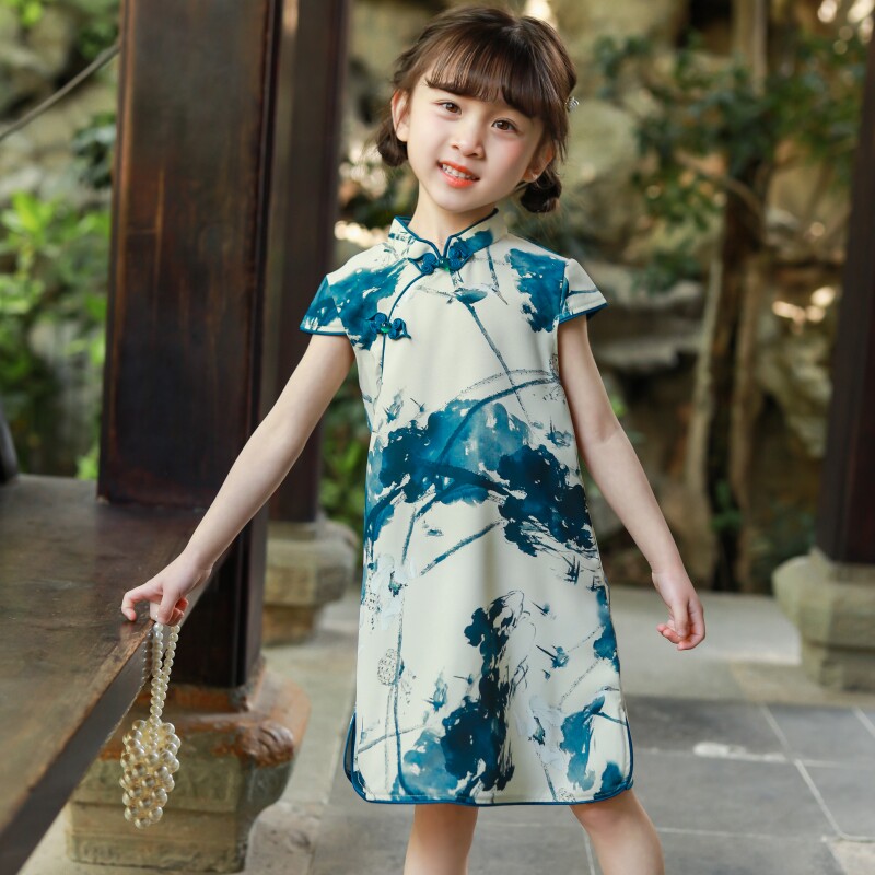 女童夏季新款儿童旗袍古风唐装连衣裙夏天女宝公主裙汉服古风裙子