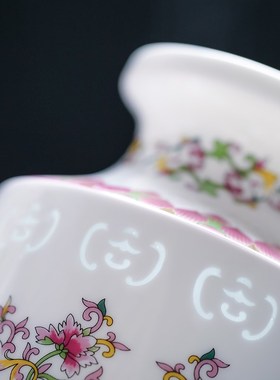 富玉 景德镇中式青花玲珑瓶子客厅摆件插花装饰品瓷器中国风花瓶