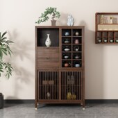 新中式 乌金木博古架展示柜茶室边柜多宝阁置物架收纳实木茶叶角柜