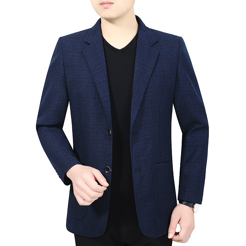 春秋中老年男士西服外套爸爸装单西便服中年休闲免烫薄款西装单件