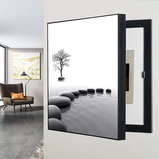 免打孔电表箱装饰画竖款遮挡强弱配电箱竖版消防柜栓电闸盒客厅画