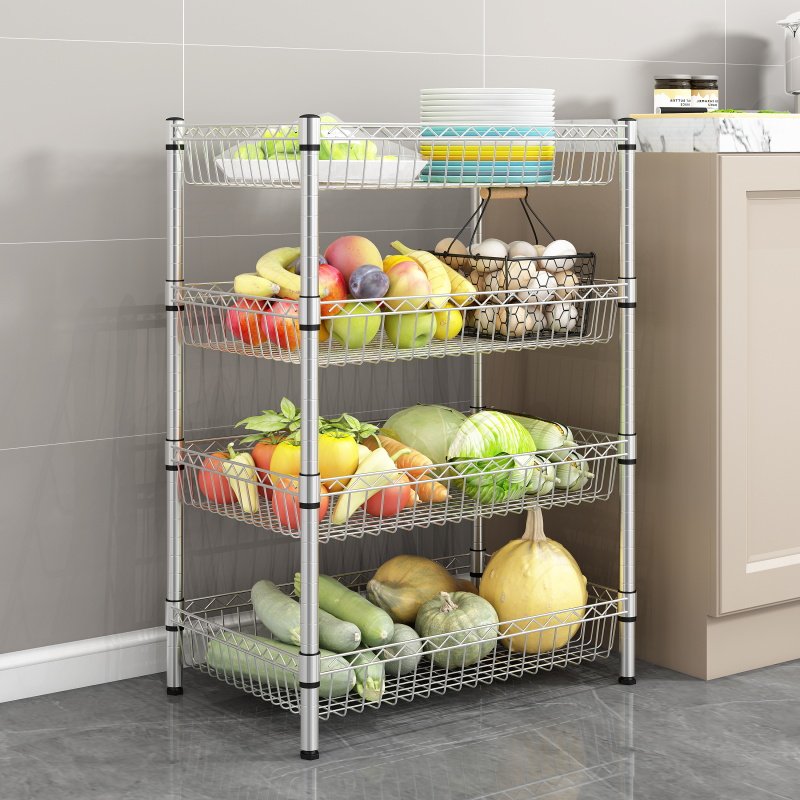 厨房菜篮子置物架落地多层放装菜锅架子家用品水果蔬菜收纳储物筐,厨房/烹饪用具,厨房置物架/置物柜/角架,淘宝优惠券,粉丝福利购,淘宝优惠卷