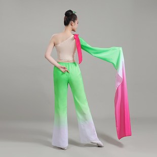 水袖古典舞服装女且吟春雨单肩水袖惊鸿舞中国风民族舞蹈表演服装