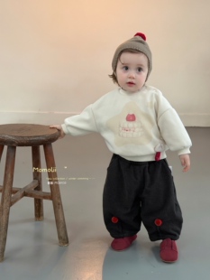 茉茉哩婴童婴幼儿加厚套装套头卫衣加绒裤