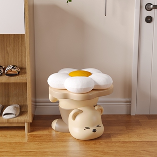 可爱换鞋凳门口家用卡通创意个性奶油风凳子入户门穿鞋凳儿童矮凳