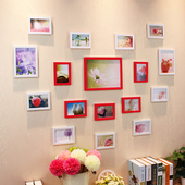 创意爱心形照片墙婚纱儿童相片墙挂墙婚房卧室装 饰17框组合相框墙