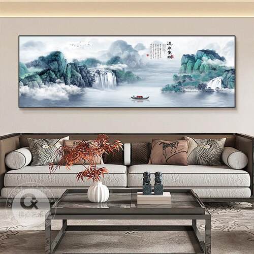 新中式客厅装饰画大气山水画沙发背景墙挂画挂画风景办公室中堂壁