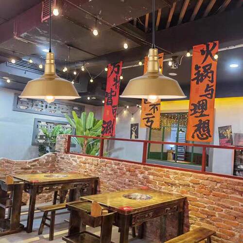 复古工业风吧台餐厅吊灯金色烧烤火锅店铺商用餐饮奶茶店照明灯