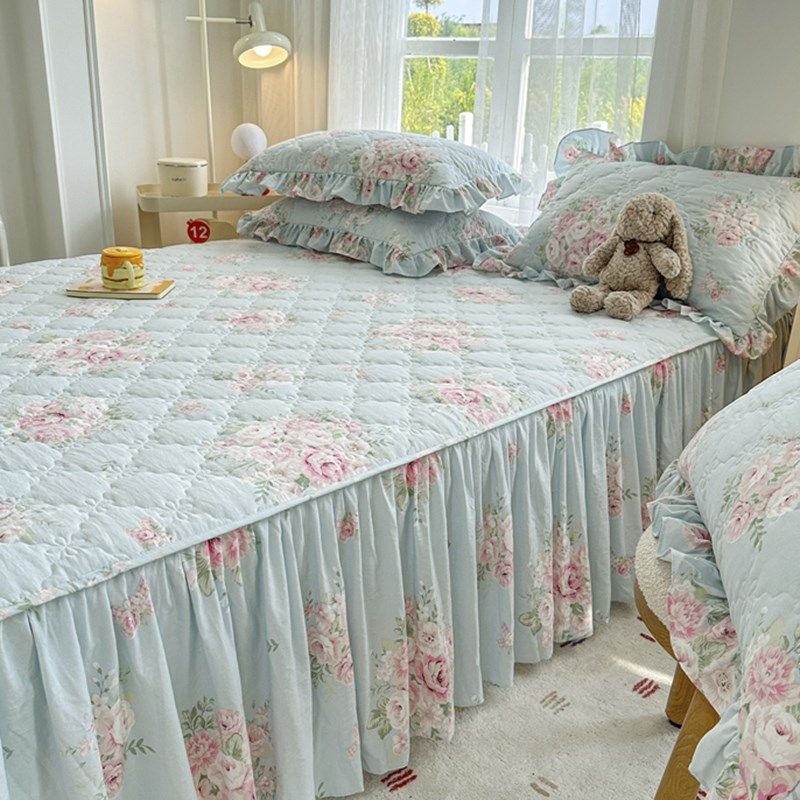 小清新水洗棉夹棉床裙单件四季通用花边公主风加厚床罩带裙边床笠,床上用品,床裙,淘宝优惠券,粉丝福利购,淘宝优惠卷
