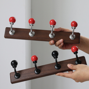 胡桃木实木挂钩入户门玄关装饰挂衣架衣帽壁挂钩免打孔创意中古风